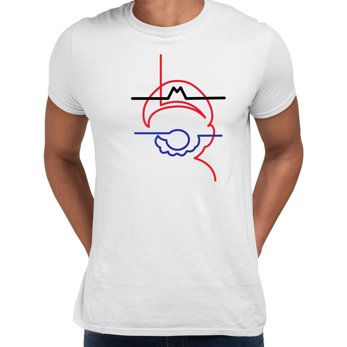 Super Mario One line drawing Movie White T-shirt
