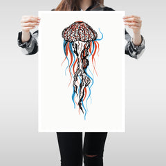 Jellyfish Medusa Canvas Print Digital Unique Original A2 Wall Art Modern Decors - Kuzi Tees
