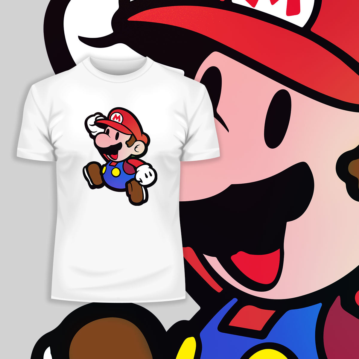 Mens Super Mario Jumping Huge Chest Print T Shirt Nintendo Gamer Xbox PS4 SNES Retro Minds - Kuzi Tees