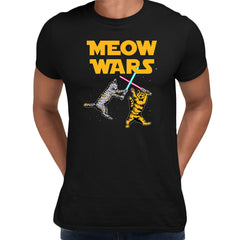 Meow Wars - Funny Cat Lover Gift Adult Unisex T-Shirt - Kuzi Tees