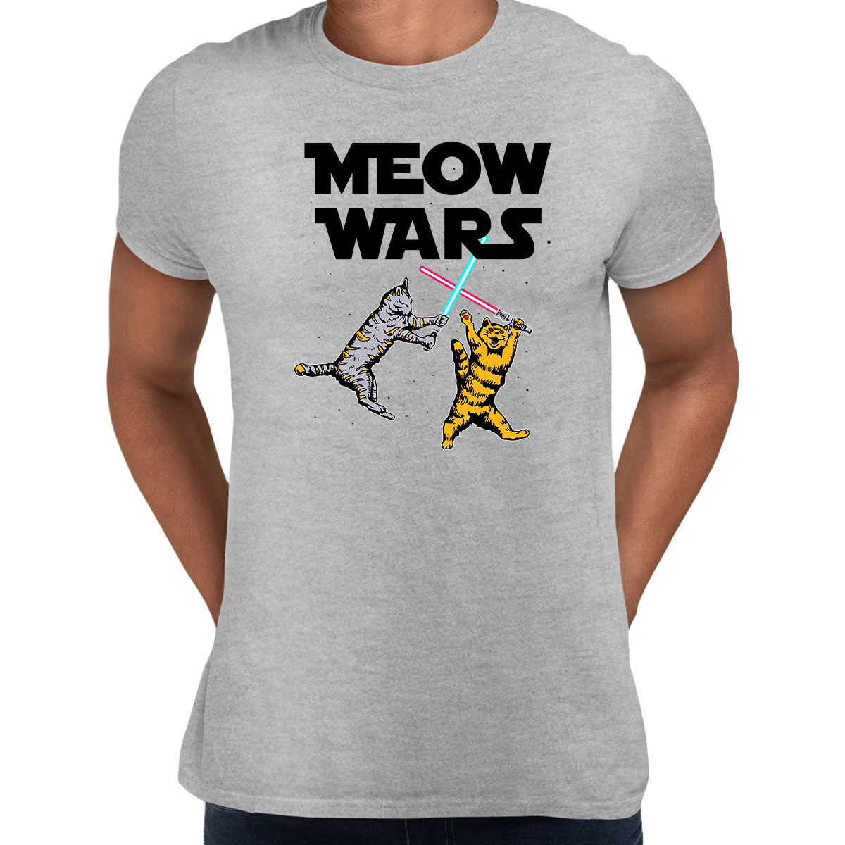 Meow Wars - Funny Cat Lover Gift Adult Unisex T-Shirt - Kuzi Tees