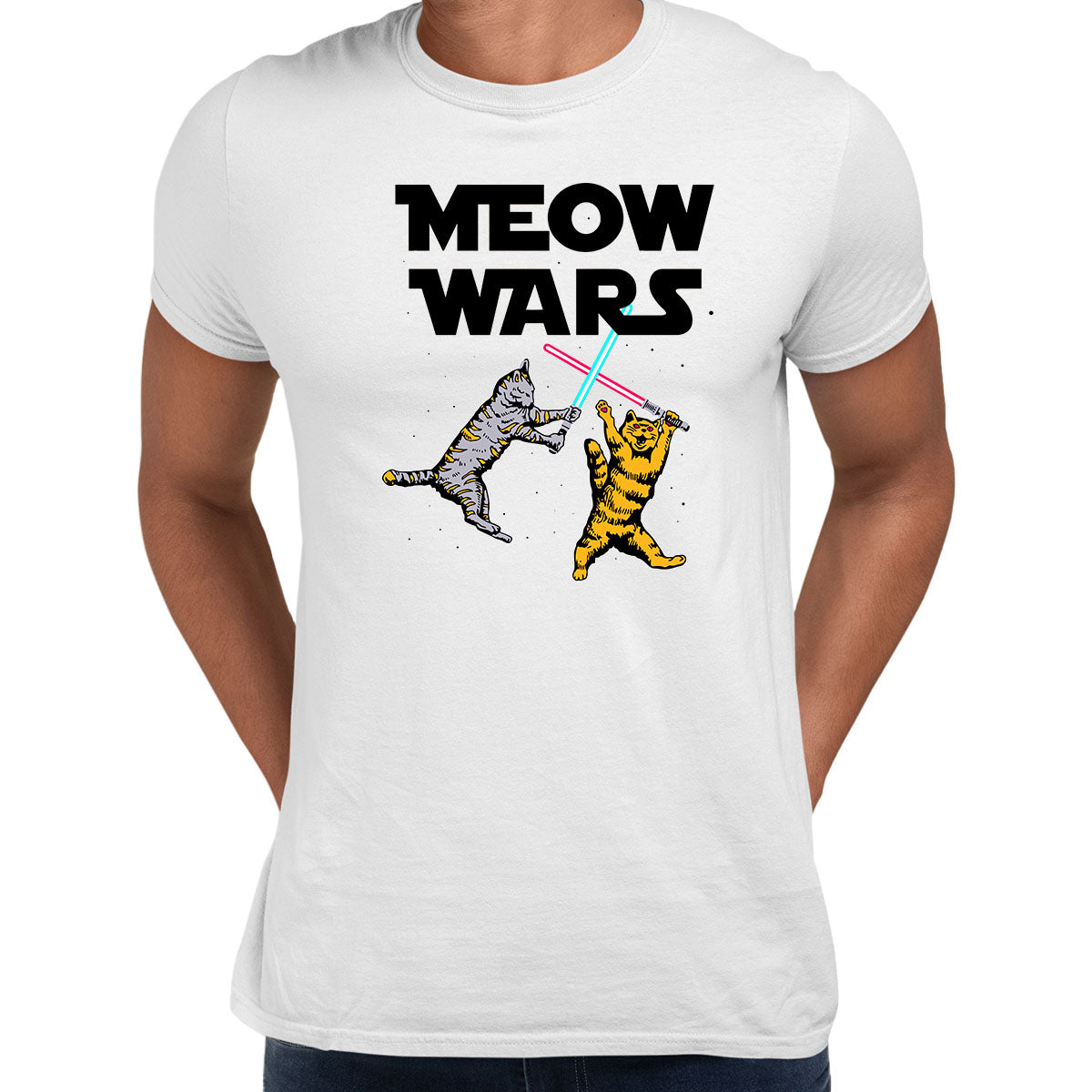 Meow Wars - Funny Cat Lover Gift Adult Unisex T-Shirt - Kuzi Tees