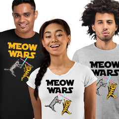 Meow Wars - Funny Cat Lover Gift Adult Unisex T-Shirt - Kuzi Tees