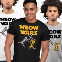 Meow Wars - Funny Cat Lover Gift Adult Unisex T-Shirt - Kuzi Tees