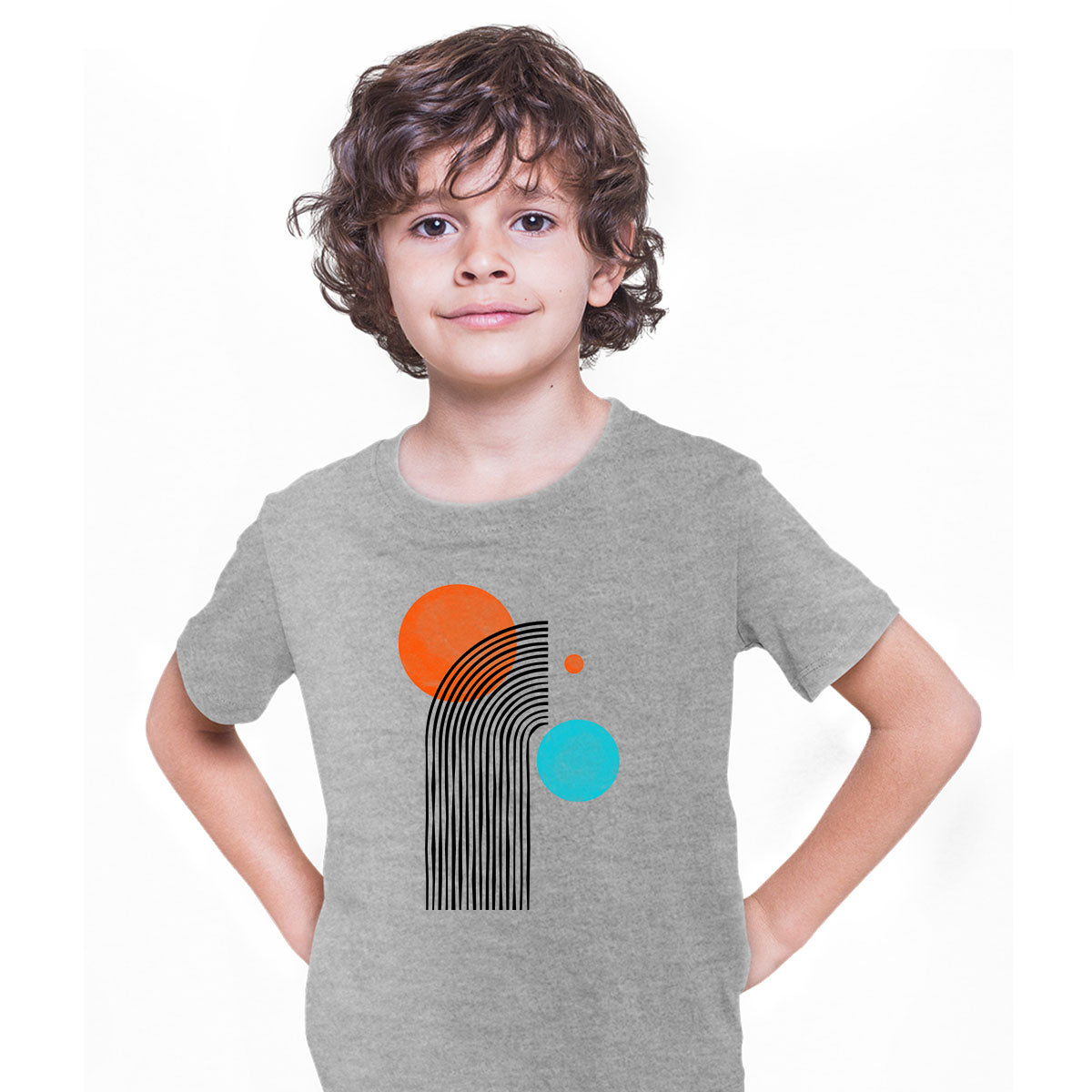 Pop Art Line Drawing T-Shirt Shapes Abstract Design Short Sleeve Funny T-shirt for Kids - Kuzi Tees