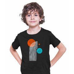 Pop Art Line Drawing T-Shirt Shapes Abstract Design Short Sleeve Funny T-shirt for Kids - Kuzi Tees