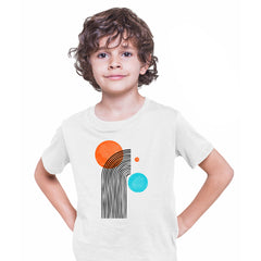 Pop Art Line Drawing T-Shirt Shapes Abstract Design Short Sleeve Funny T-shirt for Kids - Kuzi Tees