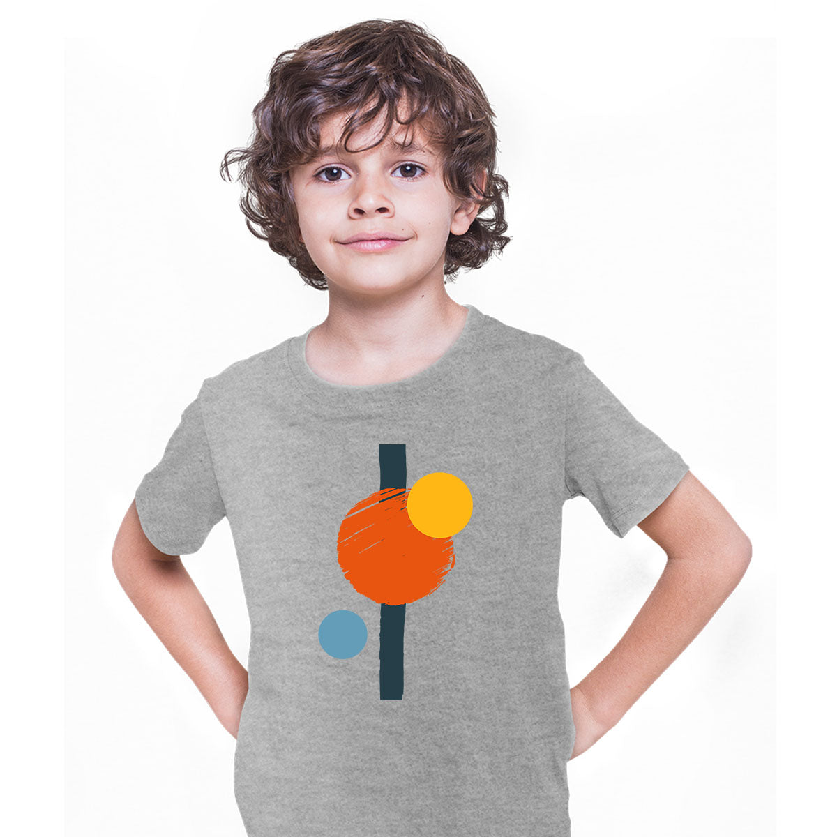 Minimal Colorful Art Print T-Shirt Abstract Design Short Sleeve Round Neck Funny T-shirt for Kids - Kuzi Tees