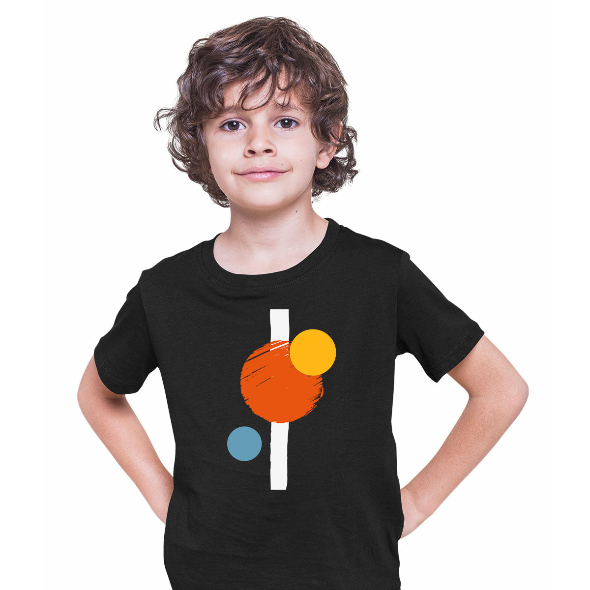 Minimal Colorful Art Print T-Shirt Abstract Design Short Sleeve Round Neck Funny T-shirt for Kids - Kuzi Tees