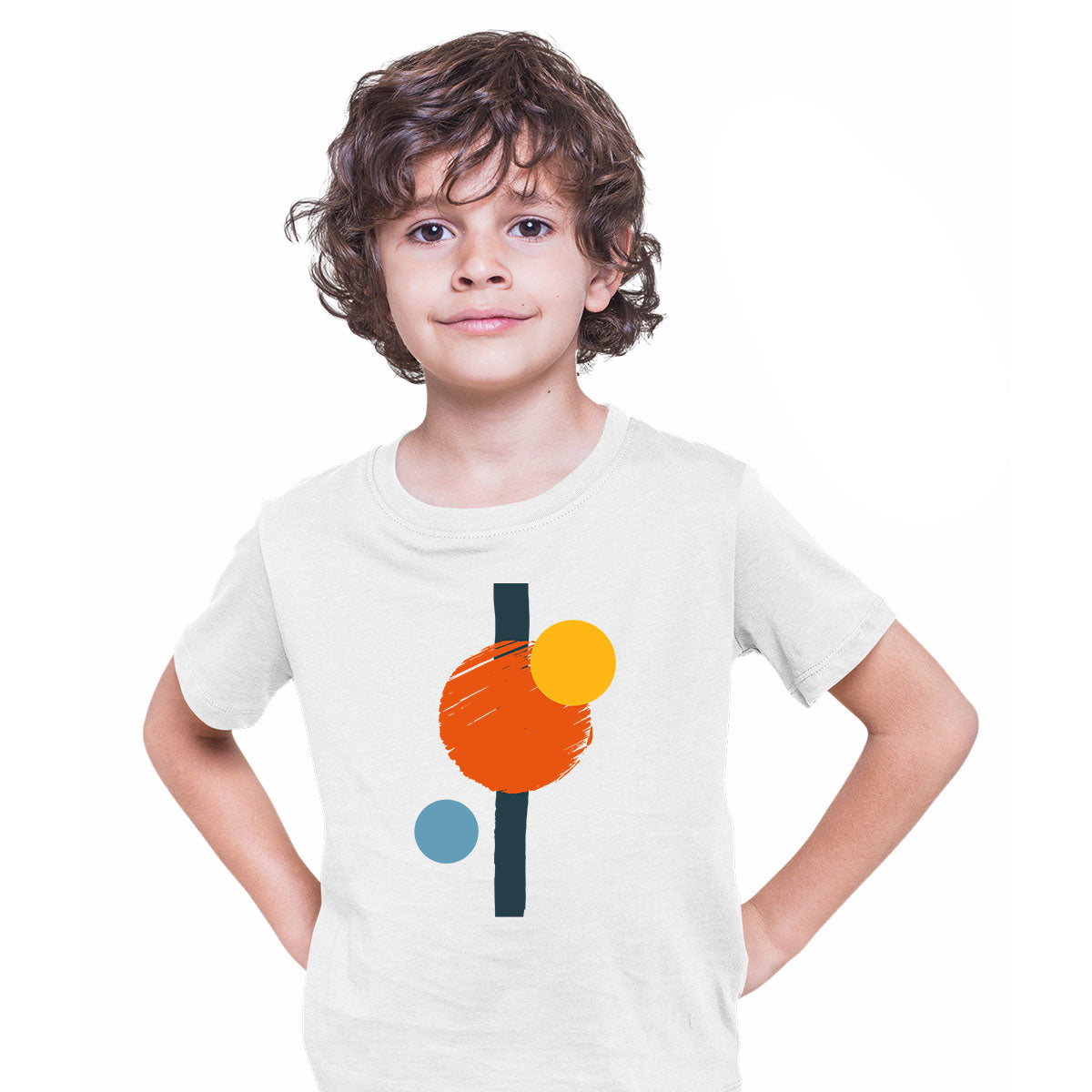 Minimal Colorful Art Print T-Shirt Abstract Design Short Sleeve Round Neck Funny T-shirt for Kids - Kuzi Tees