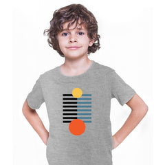 Pop Art Print T-Shirt Happy Shapes Abstract Design Short Sleeve Round Neck Funny T-shirt for Kids - Kuzi Tees