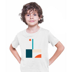 Basic Shapes Art Print T-Shirt Abstract Design Short Sleeve Round Neck Funny T-shirt for Kids - Kuzi Tees