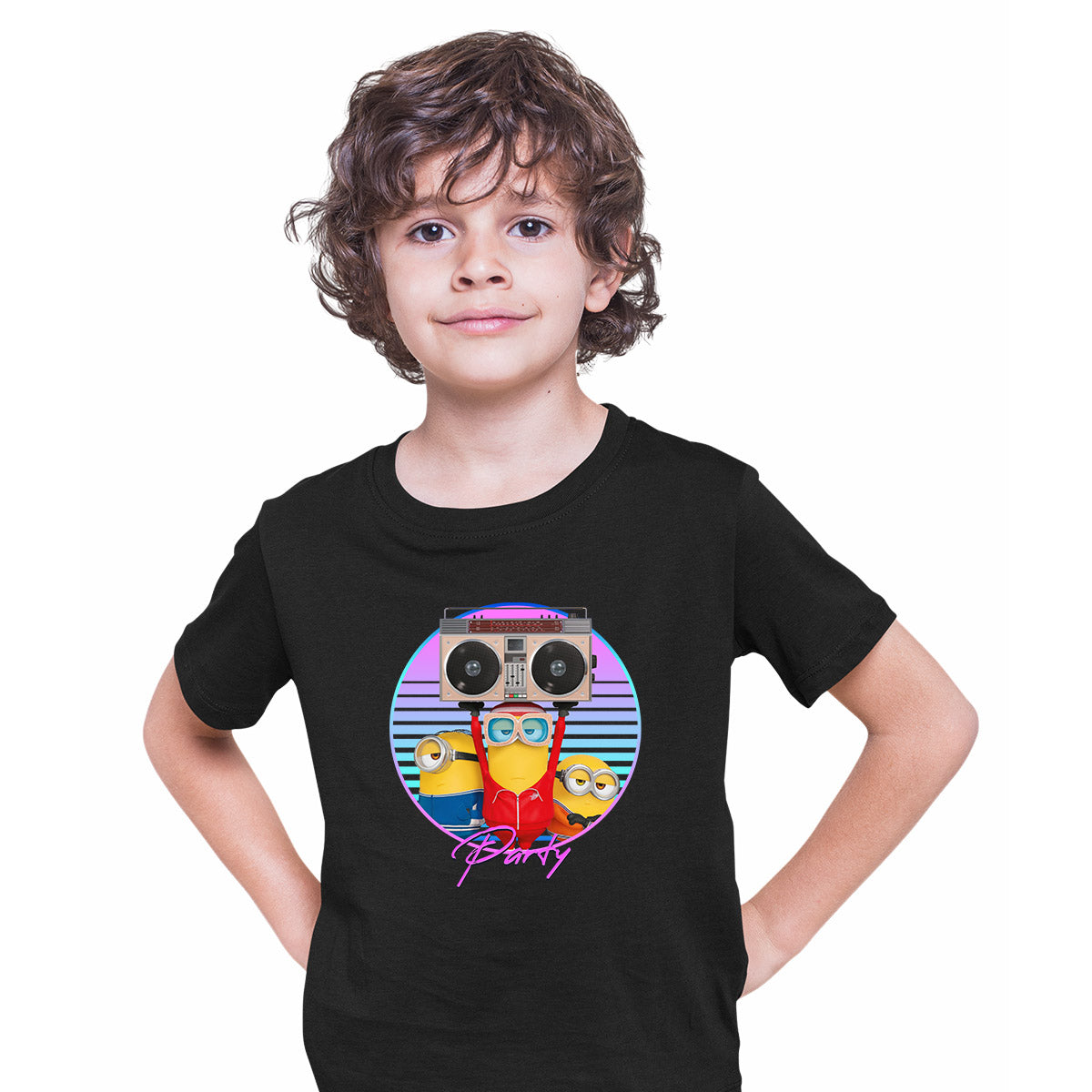 Minions The Rise of Gru Funny Retro Tee Kids Movie T-shirt Black
