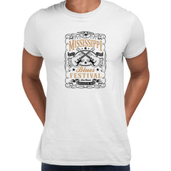 Mississippi Blues Festival 65 Retro Indie Blues Vintage Graphic Print Crew Neck Typography Unisex T-shirt - Kuzi Tees
