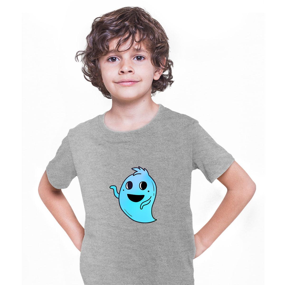 Blue Casper Friendly Monster Scary Eye Funny Gift Blue Drawing Kids Printed T-Shirt for Kids - Kuzi Tees