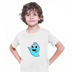 Blue Casper Friendly Monster Scary Eye Funny Gift Blue Drawing Kids Printed T-Shirt for Kids - Kuzi Tees