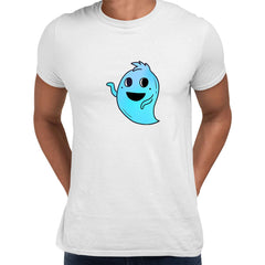Blue Casper Friendly Monster Scary Eye Funny Gift Drawing Men Printed Unisex T-Shirt - Kuzi Tees