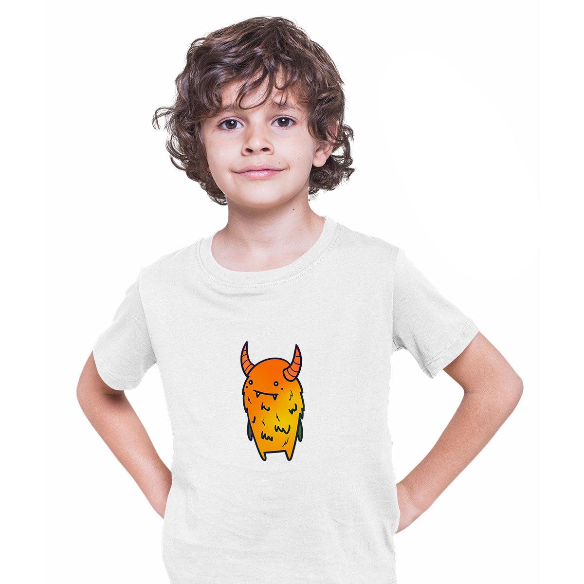 Angry Evil Monster Scary Eye Funny Gift Drawing Kids Printed T-Shirt for Kids - Kuzi Tees