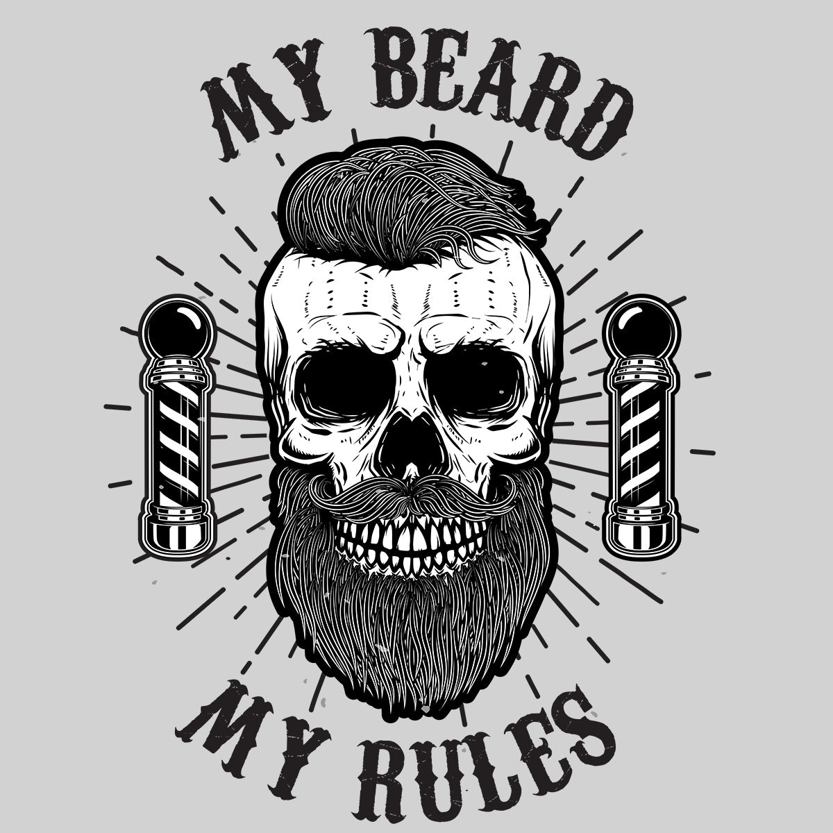 My Beard My Rules Cool Hipster Skull White and Black Tank Top - Kuzi Tees