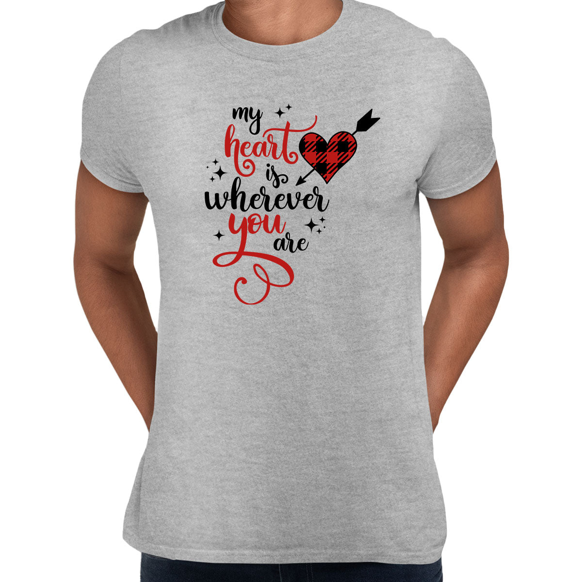 My heart is wherever you are Valentines Love T-shirt for men Unisex T-Shirt - Kuzi Tees