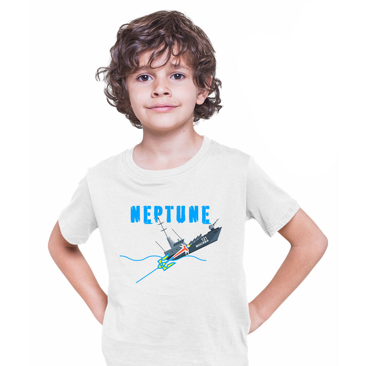 Ukraine Cruise Neptune Missile Damaged Russian Warship Moskow Kids T-Shirt - Kuzi Tees