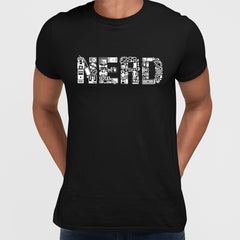 NERD typography tee including goodies and gadgets icon Art T-shirt - Kuzi Tees