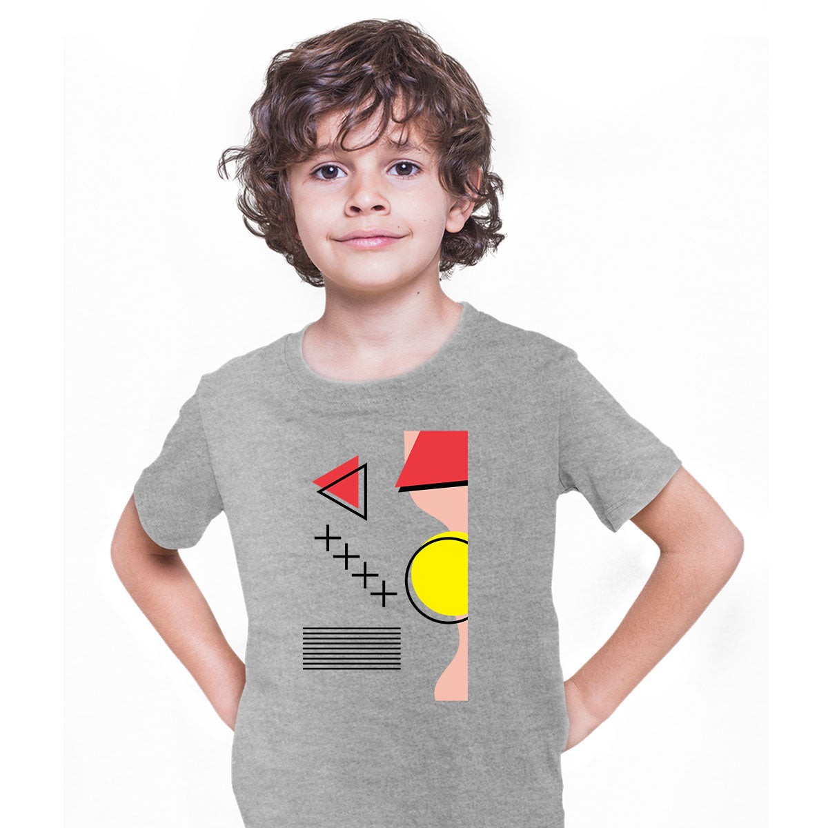 Shapes Retro Nostalgia Tee Colorful Art Print T-Shirt 90 Design Short Funny T-shirt for Kids - Kuzi Tees