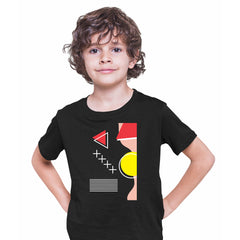 Shapes Retro Nostalgia Tee Colorful Art Print T-Shirt 90 Design Short Funny T-shirt for Kids - Kuzi Tees