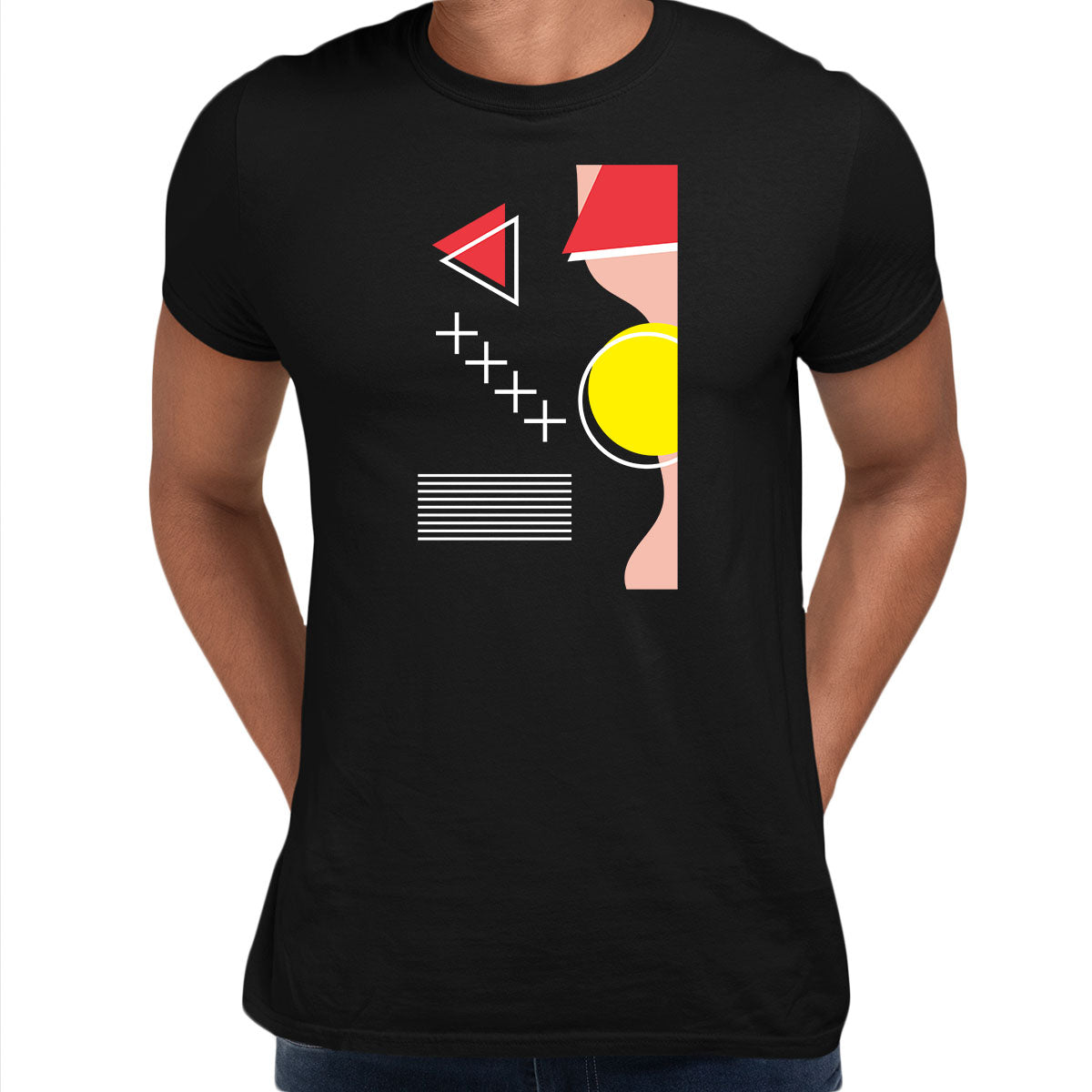 Shapes Retro Nostalgia Tee Colorful Art Print T-Shirt 90 Design Short Funny Men Unisex T-shirt - Kuzi Tees