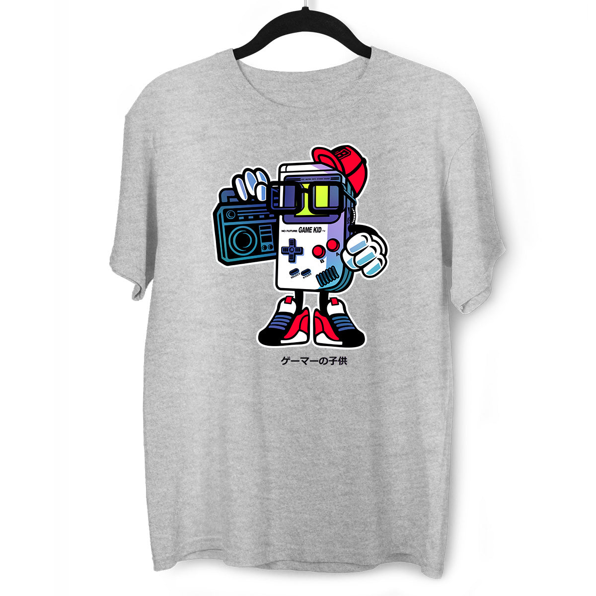 Old School Nintendo Game Kid T-Shirt Nostalgia 80's Shirt White Black & Grey Tee - Kuzi Tees