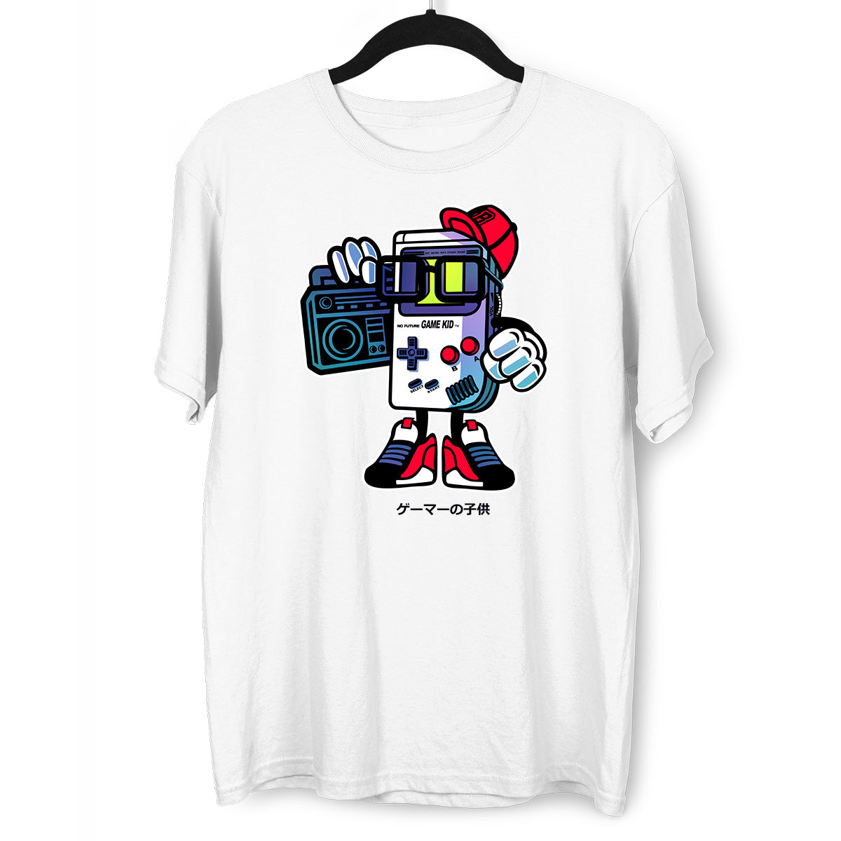 Old School Nintendo Game Kid T-Shirt Nostalgia 80's Shirt White Black & Grey Tee - Kuzi Tees