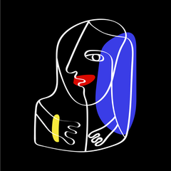 Old Skool Minimalist One Line Abstract Abstract Portrait Three - Kuzi Tees