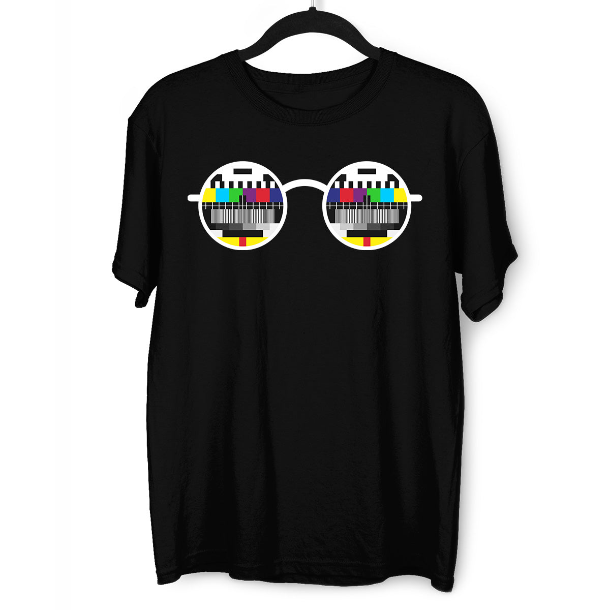 Old fashioned Nostalgia TV Test Pattern inside the Glasses Minimal Art T-shirt - Kuzi Tees