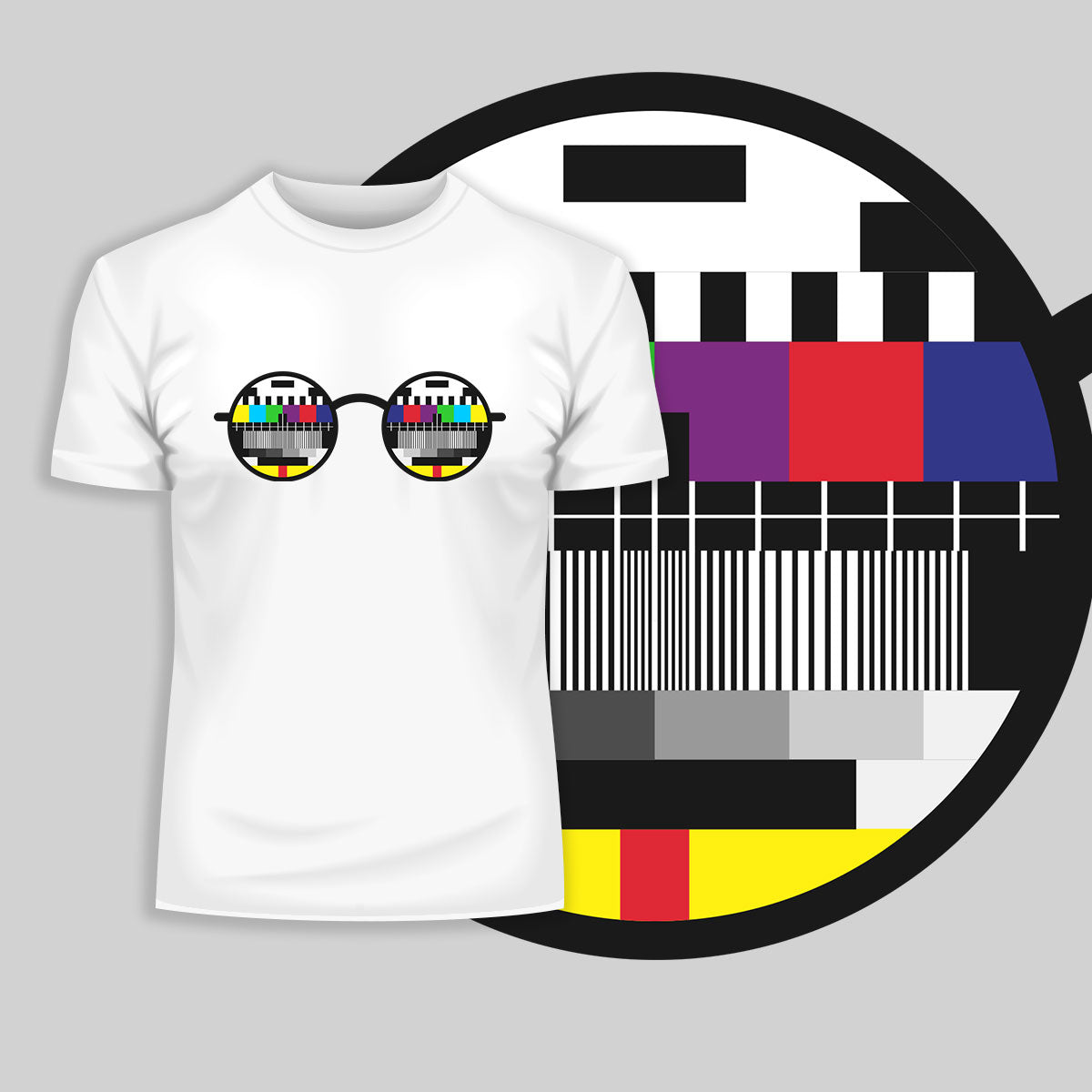 Old fashioned Nostalgia TV Test Pattern inside the Glasses Minimal Art T-shirt - Kuzi Tees