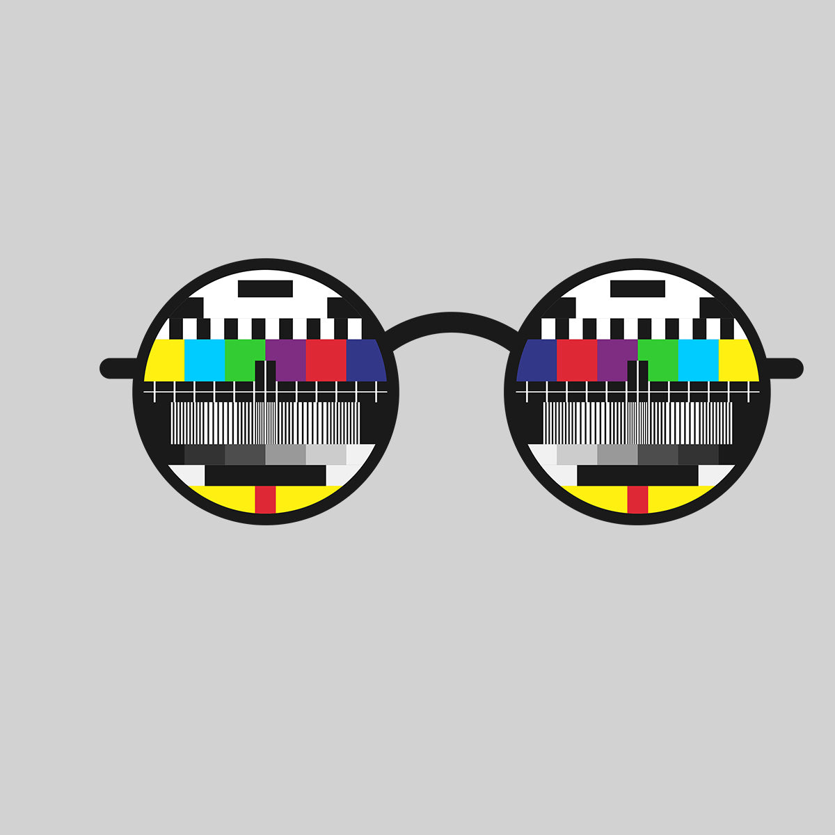 Old fashioned Nostalgia TV Test Pattern inside the Glasses Minimal Art T-shirt - Kuzi Tees