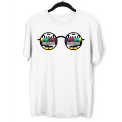 Old fashioned Nostalgia TV Test Pattern inside the Glasses Minimal Art T-shirt - Kuzi Tees