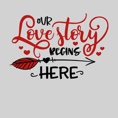 Our love story begins here Valentines Love T-shirt for men Unisex T-Shirt - Kuzi Tees