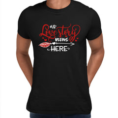 Our love story begins here Valentines Love T-shirt for men Unisex T-Shirt - Kuzi Tees