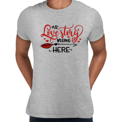 Our love story begins here Valentines Love T-shirt for men Unisex T-Shirt - Kuzi Tees