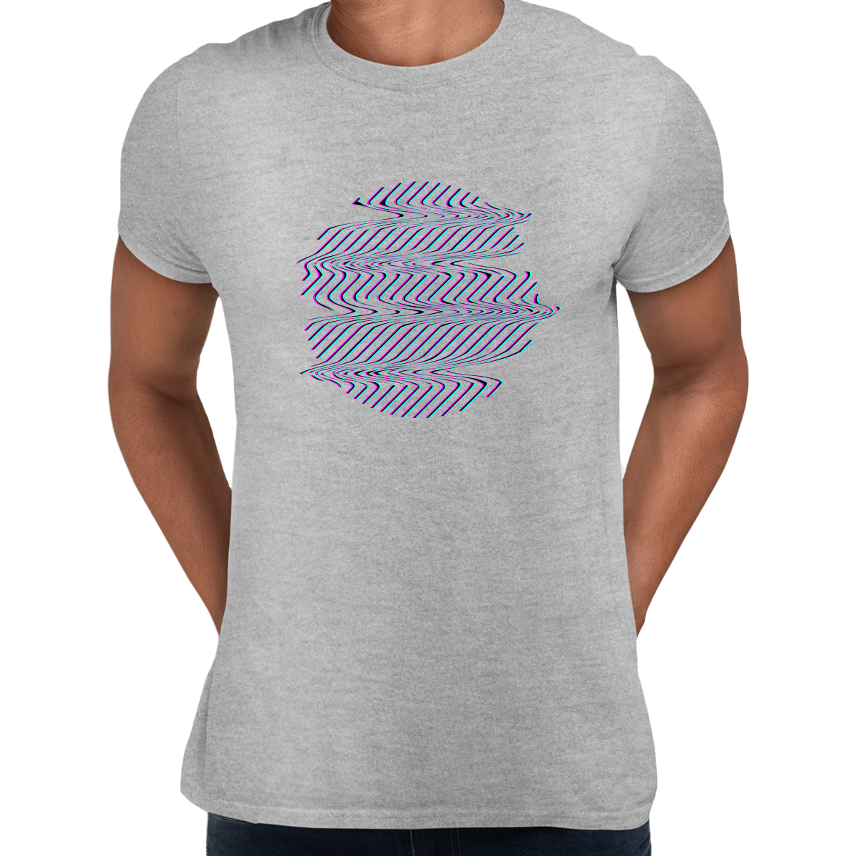 Retrofuturistic Sphere Shape with Glitch & Defect Effects Design Unisex T-shirt - Kuzi Tees