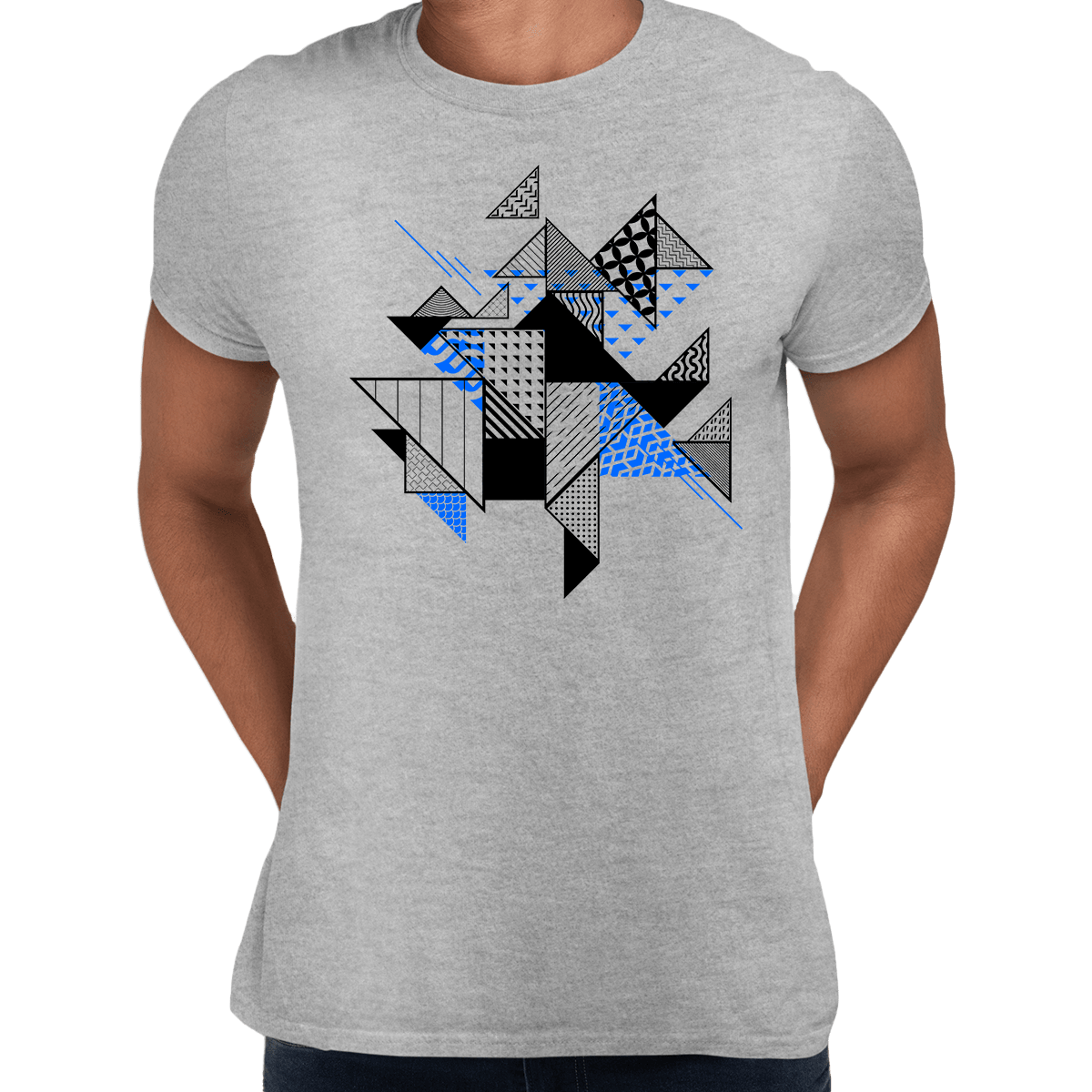 Abstract Flat Art Background With Geometric Elements Crew Neck  Tee - Kuzi Tees