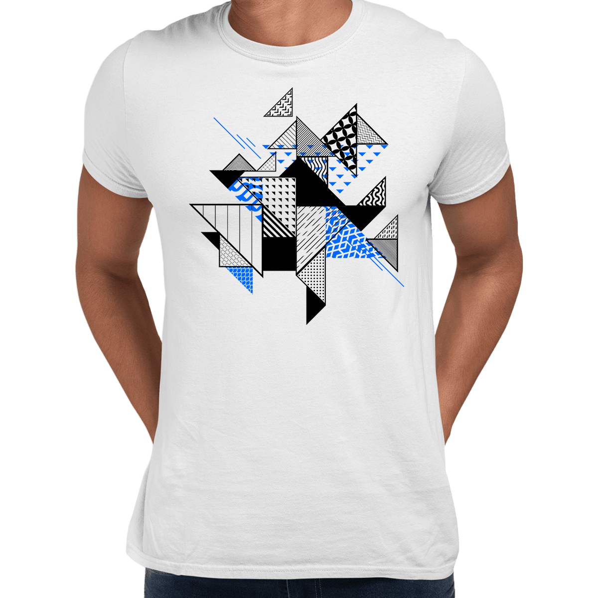 Abstract Flat Art Background With Geometric Elements Crew Neck  Tee - Kuzi Tees