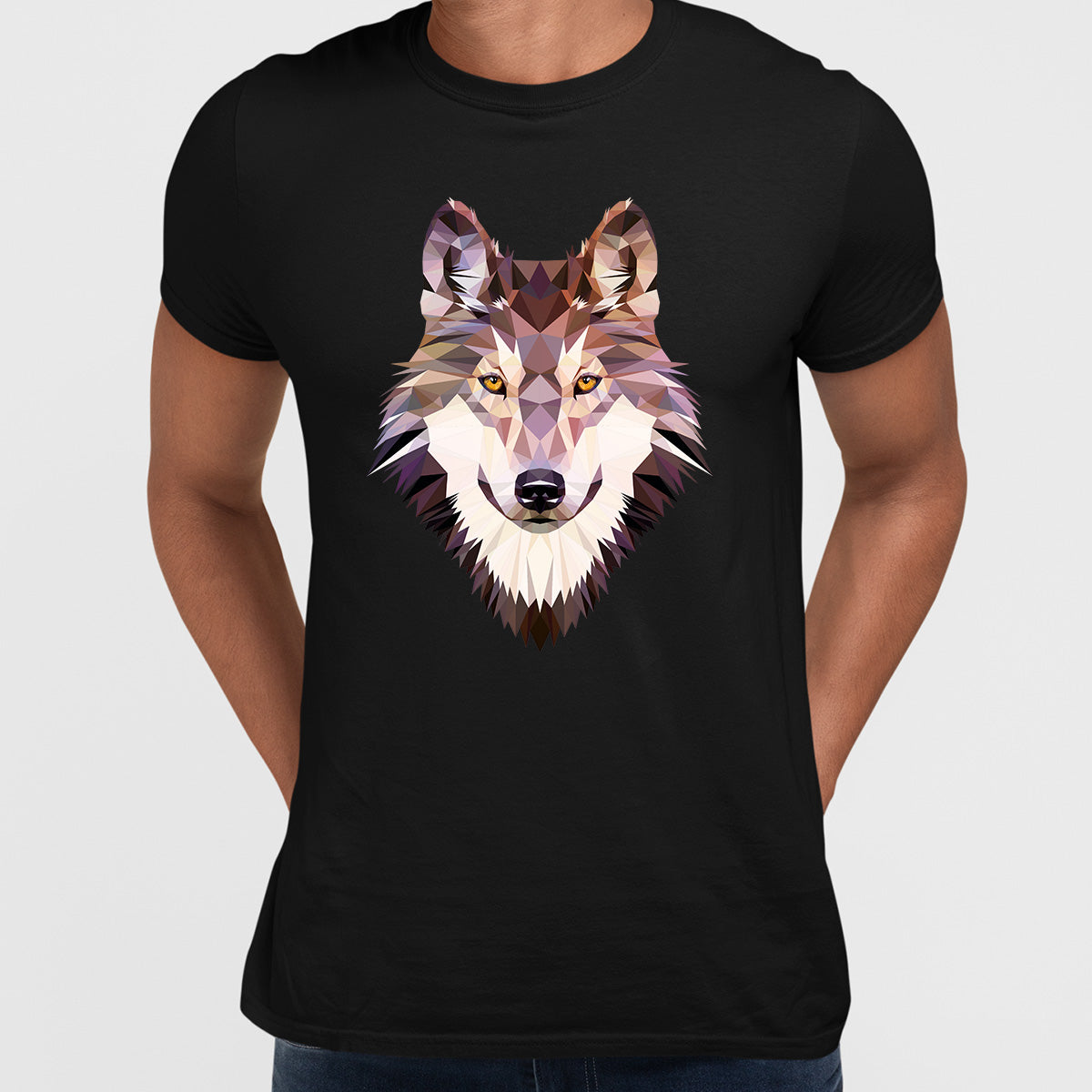 Low Poly Triangular Wolf Head Polygonal Trendy Style - Kuzi Tees