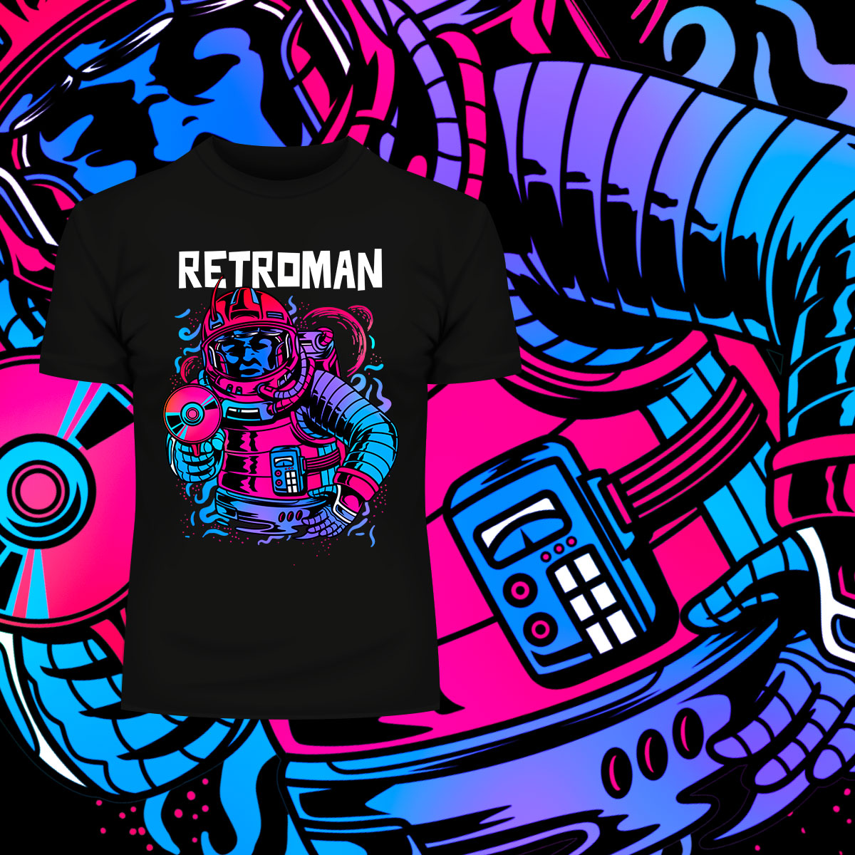 Retroman Retro character - Old Fashioned Computer Gaming Character - Kuzi Tees