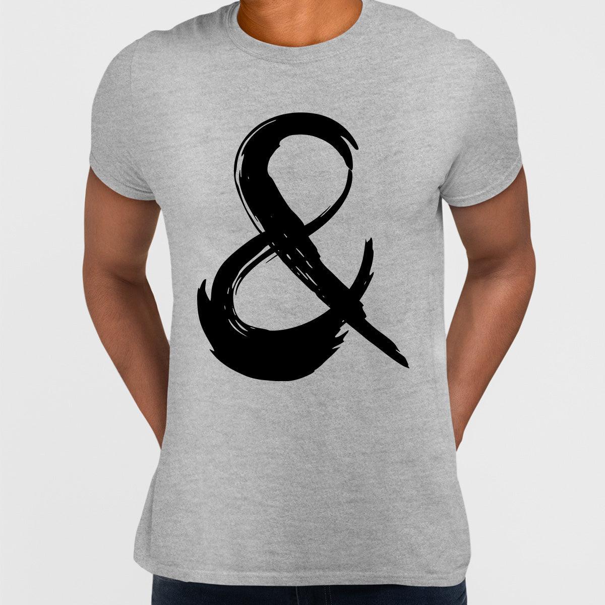 Abstract Ampersand Sign Black & White Unique Brush Stroke Art T-shirt - Kuzi Tees