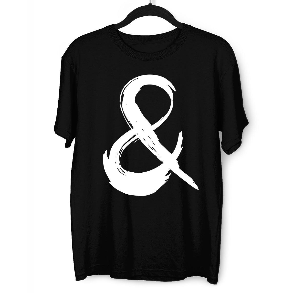 Abstract Ampersand Sign Black & White Unique Brush Stroke Art T-shirt - Kuzi Tees