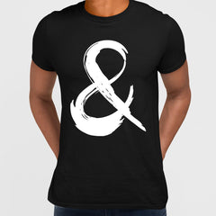 Abstract Ampersand Sign Black & White Unique Brush Stroke Art T-shirt - Kuzi Tees