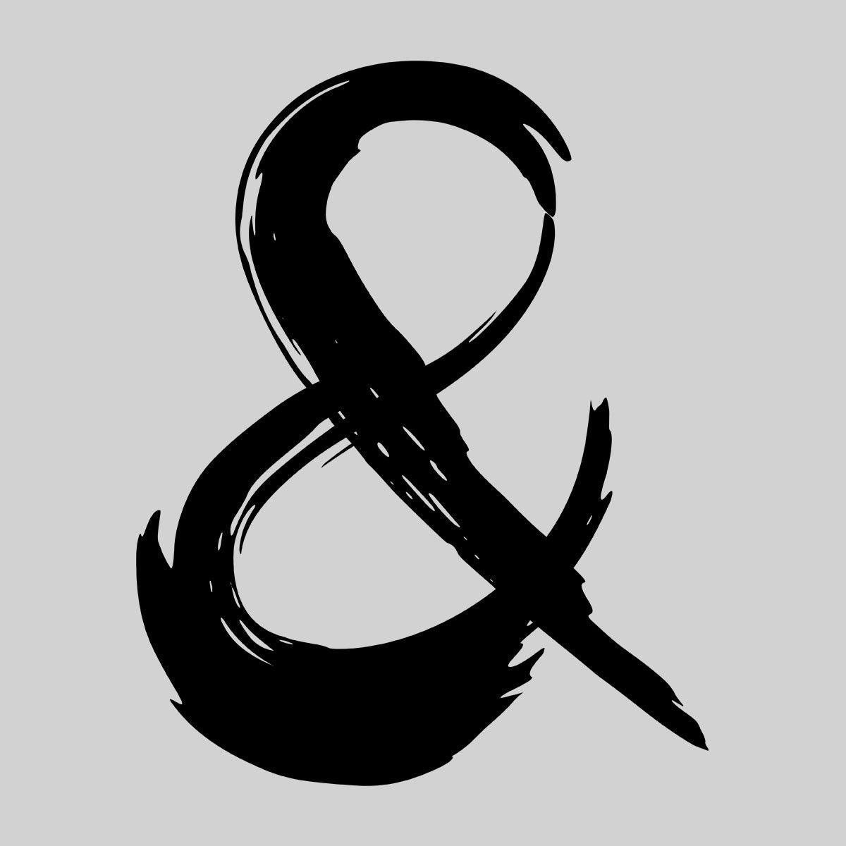 Abstract Ampersand Sign Black & White Unique Brush Stroke Art T-shirt - Kuzi Tees