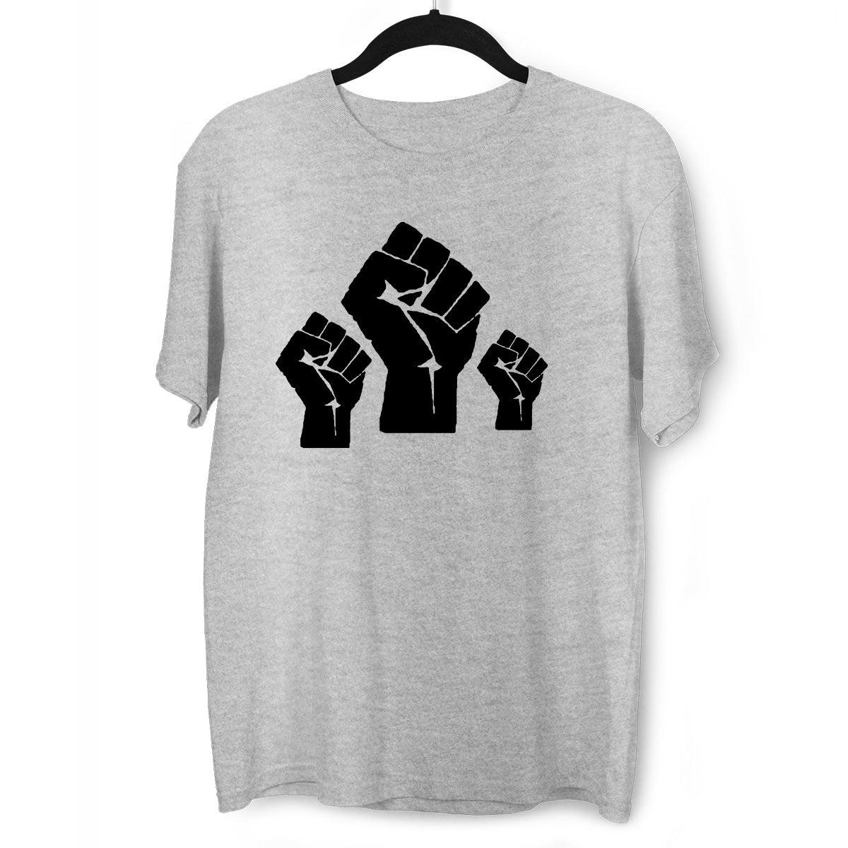 Black Lives Matter Take Action Three Palms Black, White & Grey T-Shirt - Kuzi Tees