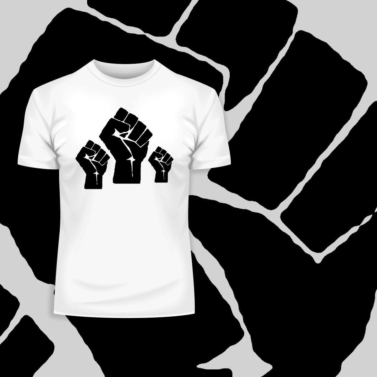 Black Lives Matter Take Action Three Palms Black, White & Grey T-Shirt - Kuzi Tees